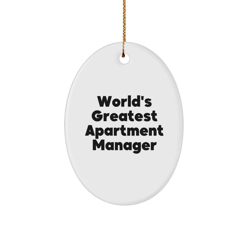 Funny Quote Gifts for Apartment Manager, Oval Ornament, World's Greatest Apartment Manager Christmas Unique Gifts, Gifts from Men to Apartment Manager - Image 1