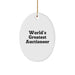 Funny Auctioneer Gifts from Men to Women Friends for Christmas Unique Oval Ornaments with World's Greatest Quote - Image 1