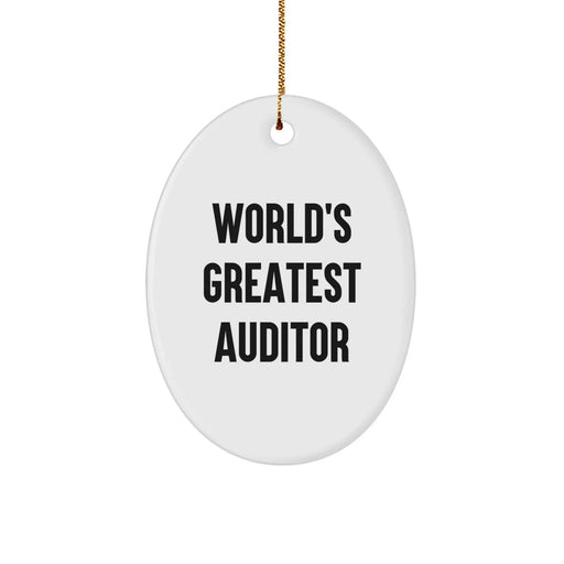 Funny Auditor Gifts for Men, Oval Ornament, 'The World's Greatest' Quote from Friends, Christmas Unique Gifts from Family - Image 1