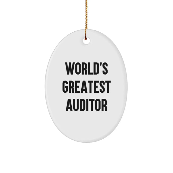 Funny Auditor Gifts for Men, Oval Ornament, 'The World's Greatest' Quote from Friends, Christmas Unique Gifts from Family - Image 1