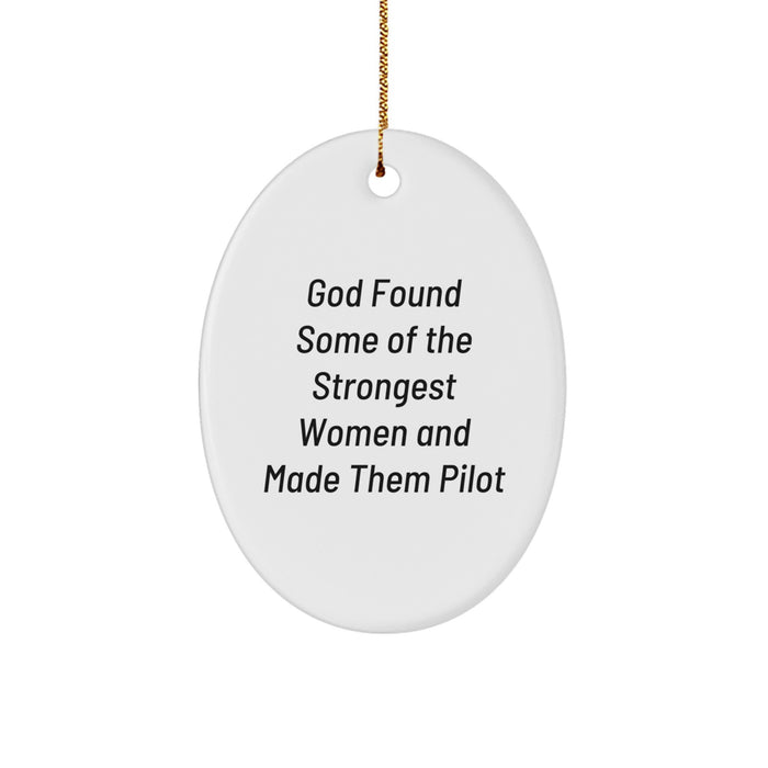 Funny Pilot Gifts from Friends, Christmas Unique Oval Ornaments for Pilot Women, Inspirational Oval Shaped Decorations - Image 1