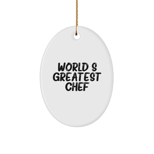 Chef Gifts from Friends - 'World's Greatest Chef' Oval Ornament, Christmas Unique Presents for Men, Women, or Family - Image 1