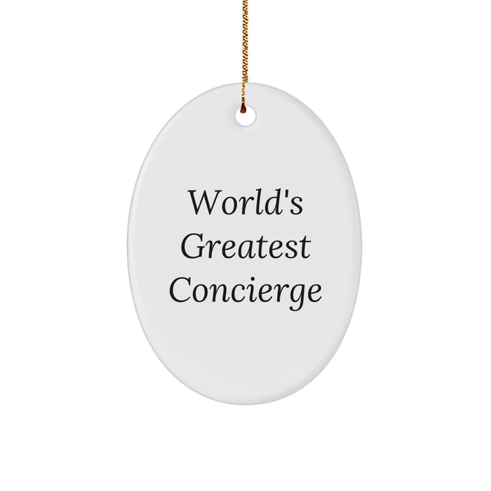 World's Greatest Concierge Gifts from Friends, Family, or Coworkers - Oval Ornament for Christmas - Image 1