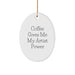 Funny Artist Oval Ornament Gifts for Artist Friends and Family - 'Coffee Gives Me My Artist Power' Christmas Unique Ornament - Image 1
