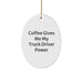 Funny Truck Driver Oval Ornament Gifts from Friends for Men, Coffee Gives Me My Truck Driver Power, Unique Christmas Unique Gifts - Image 1