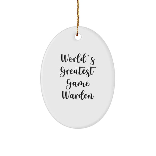 Funny World's Greatest Game Warden Oval Ornament Gifts for Men, Christmas Unique Gifts from Friends, Family, or Coworkers - Image 1