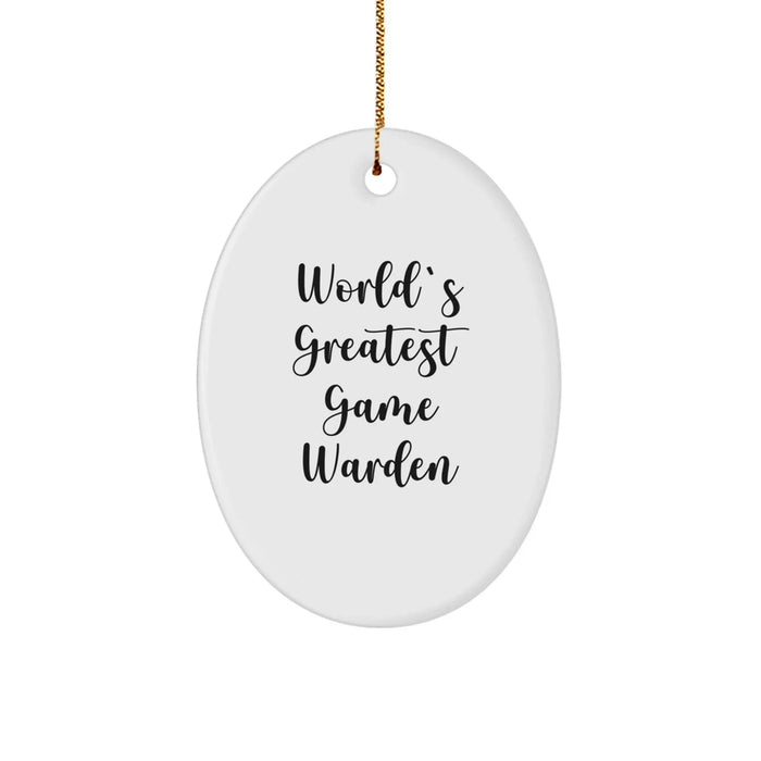 Funny World's Greatest Game Warden Oval Ornament Gifts for Men, Christmas Unique Gifts from Friends, Family, or Coworkers - Image 1