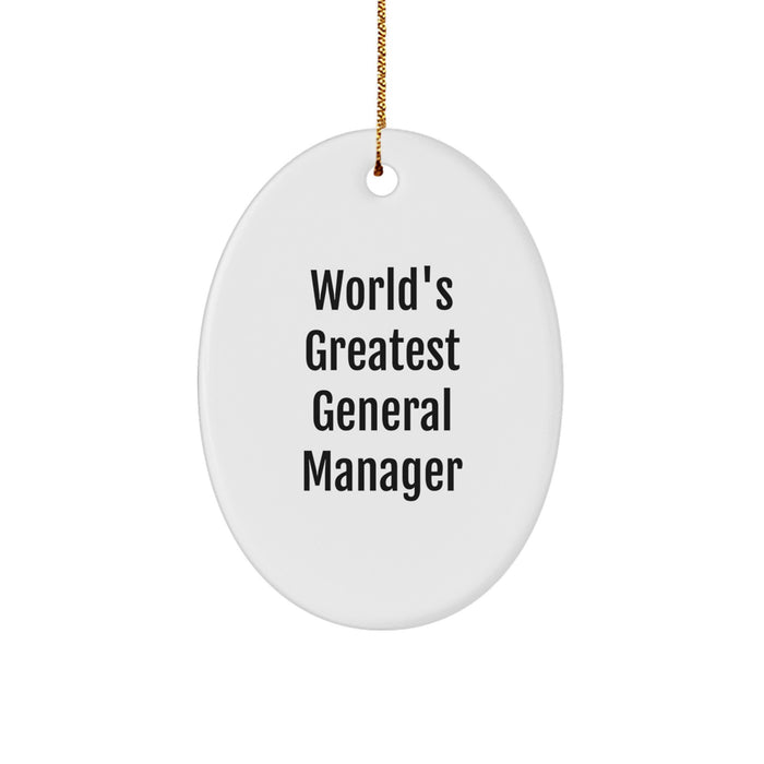 World's Greatest General Manager Oval Ornament Gifts from Family to General Manager, Funny Christmas Decoration - Image 1
