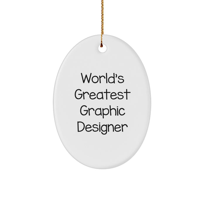 World's Greatest Graphic Designer Gifts for Men, Funny Oval Ornament, Christmas Unique Gifts from Friends - Image 1