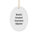 Insurance Adjuster Gifts - 'World's Greatest' Oval Ornament, White, Durable, and Lightweight for Christmas, Gifts from Family and Friends - Image 1