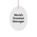 Funny Quote Gifts from Friends for World's Greatest Manager Oval Ornament Christmas Unique Gifts - Image 1
