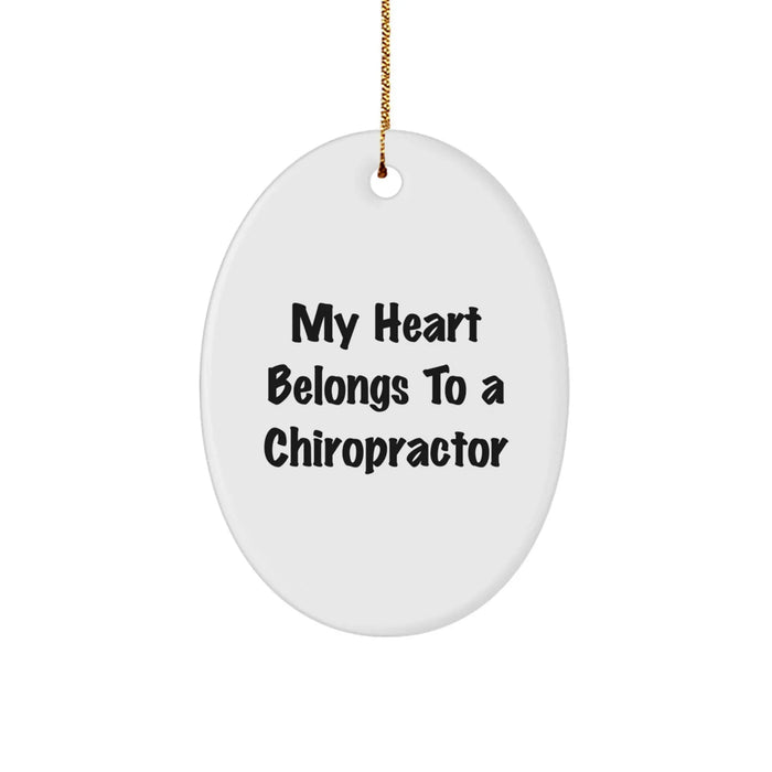 Funny Chiropractor Gift for Him - Oval Ornament My Heart Belongs To A Chiropractor Gifts from Friends to Family - Image 1