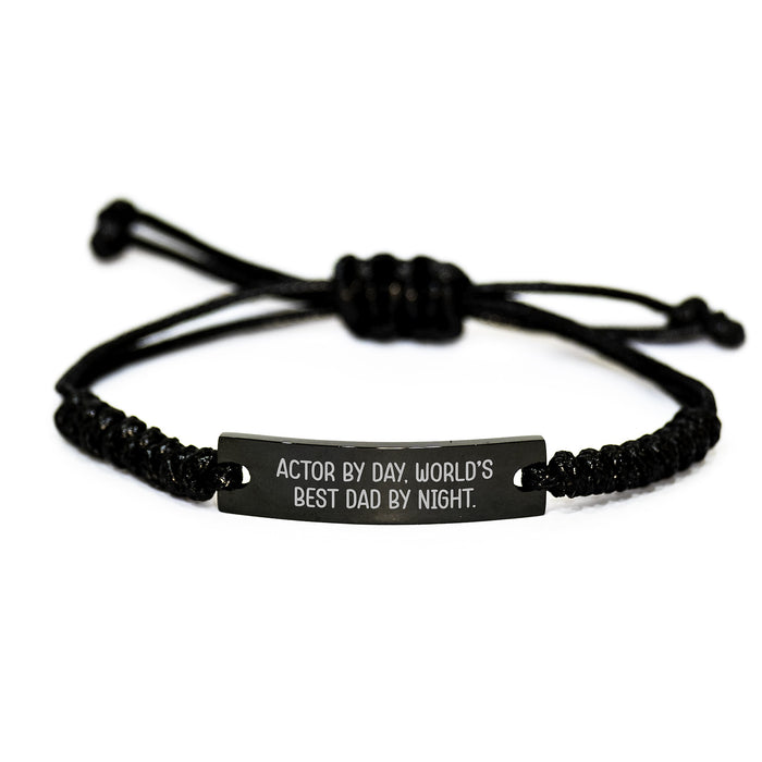 Actor Gifts, Funny Rope Bracelet for Him, Birthday Unique Gifts from Dad, 'Actor By Day, World's Best Dad By Night.' Quote - Image 1
