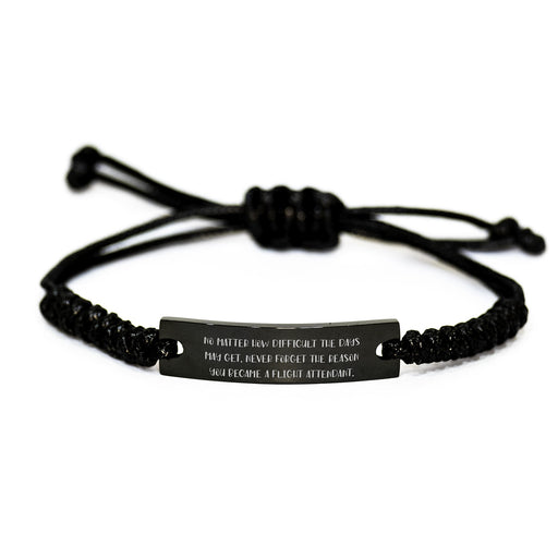 Inspiring Rope Bracelet for Flight Attendants, Funny Birthday Unique Gift for Women, Adjustable Rope Necklace with Quote - Image 1