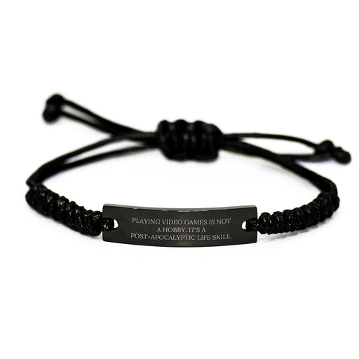 Funny Post-apocalyptic Life Skills Playing Video Games Rope Bracelet, Gifts from Men to Friends, Unique Graduation Gifts for Him - Image 1