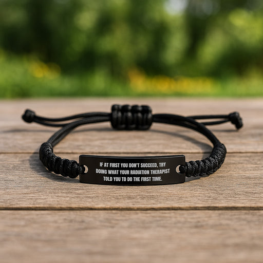 Funny Radiation Therapist Rope Bracelet, Adjustable Graduation Unique Gifts from Friends, Gifts for Radiation Therapist Men with Black Engraved Quote - Image 2
