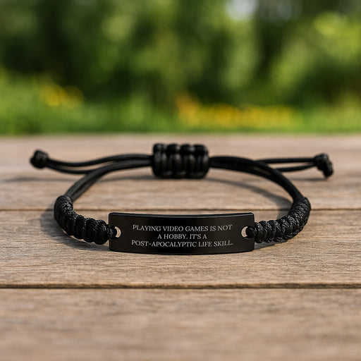 Funny Post-apocalyptic Life Skills Playing Video Games Rope Bracelet, Gifts from Men to Friends, Unique Graduation Gifts for Him - Image 2