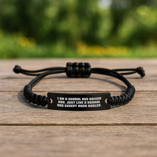 Funny School Bus Driver Dad Graduation Gifts for Him Rope Bracelet from Dad with Engraved 'I Am A School Bus Driver Dad. Just Like A Normal Dad Except Much Cooler.' - Image 2