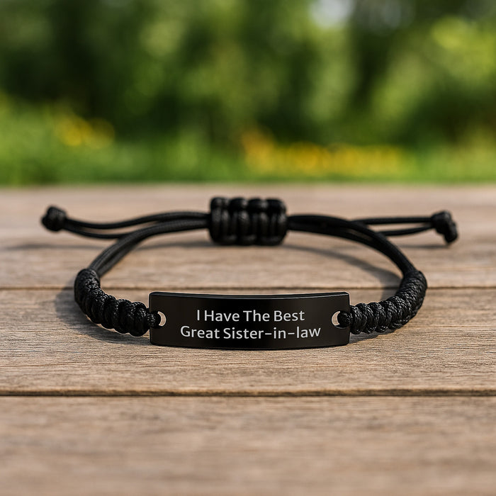 Funny Sister-in-law Gifts, 'I Have The Best Great Sister-in-law' Engraved Rope Bracelet, Adjustable Graduation Unique Gifts for Sister-in-law from Family - Image 2