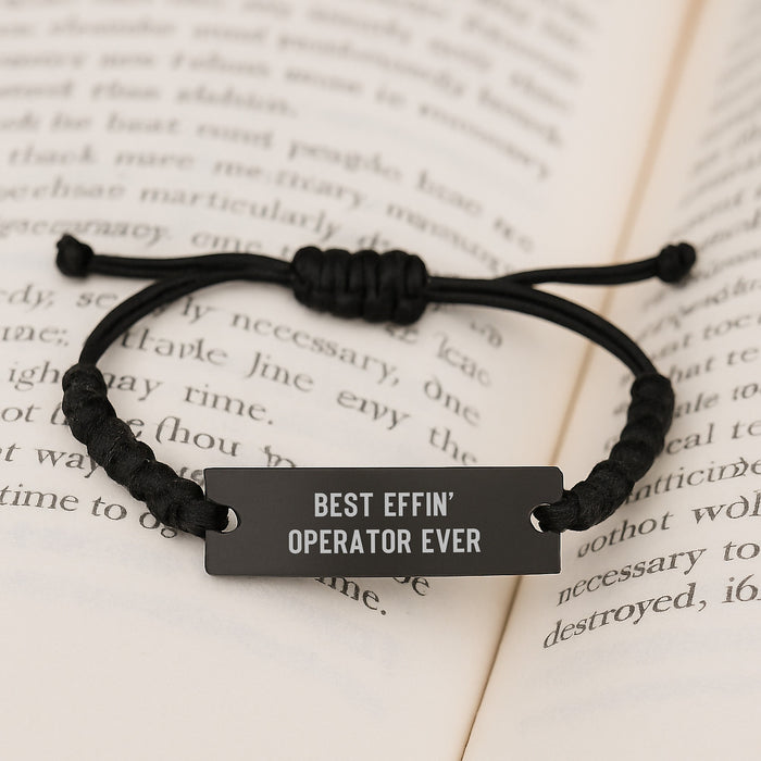 Funny Operator Gift Rope Bracelet for Men, 'Best Effin' Operator Ever' Christmas Unique Gifts from Friends, Adjustable Black Stainless Steel and Interlaced Rope - Image 3