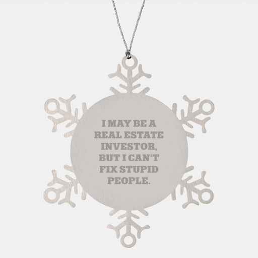 Funny Real Estate Investor Gifts from Friends for Christmas Unique Snowflake Ornament - Image 1
