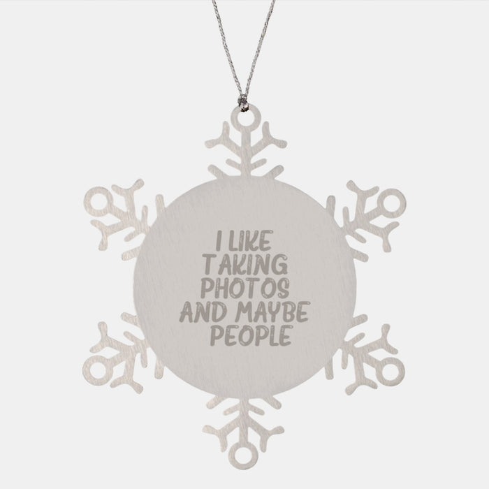 Taking Photos Gifts from Friends to Taking Photos Lovers, Funny Snowflake Ornament, Christmas Unique Gifts, 3.14 Inches Stainless Steel - Image 1