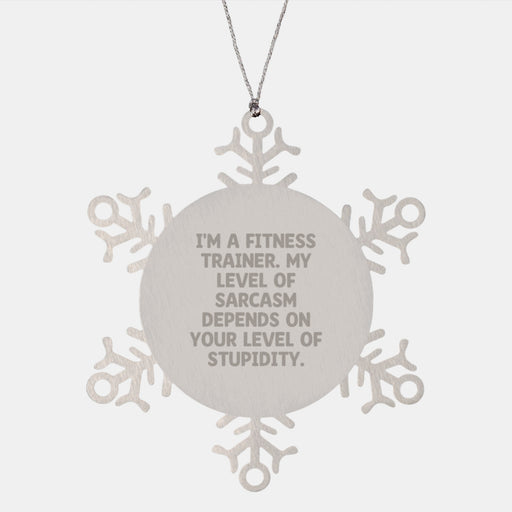 Funny Fitness Trainer Gift, Snowflake Ornament for Fitness Trainers, I'm A Fitness Trainer. My Level Of Sarcasm Depends On Your Level Of Stupidity. Christmas Unique Gifts from Men to Friends - Image 1