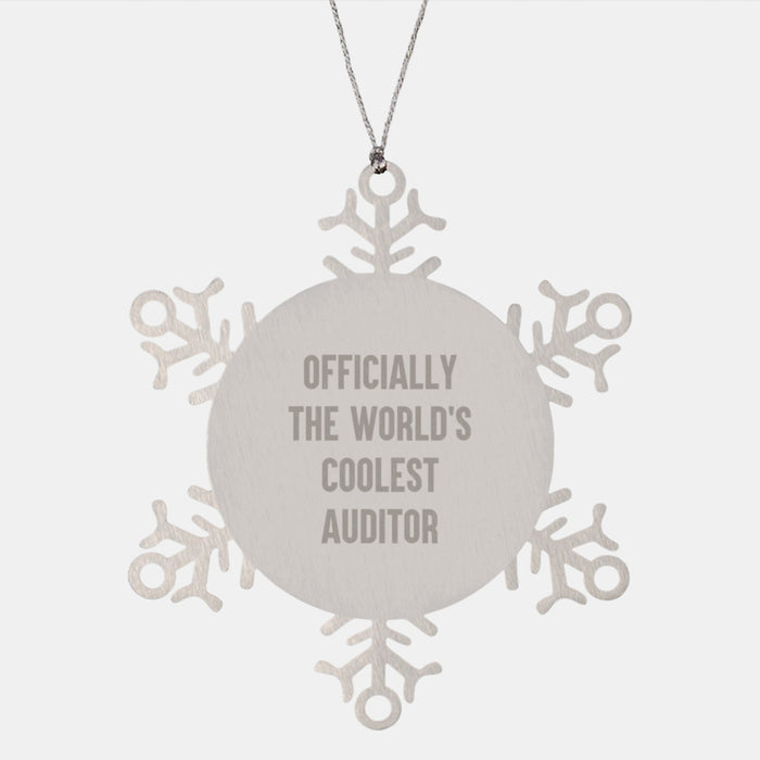 Cute Auditor Gifts from Men - Officially The 'World's Coolest Auditor' Inspiration Snowflake Ornament for Christmas Unique Gifts - Image 1