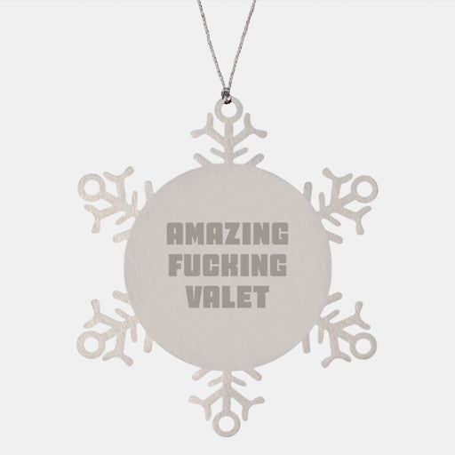 Funny Valet Gifts Christmas Unique Snowflake Ornament for Men Valet from Friends and Family - Image 1