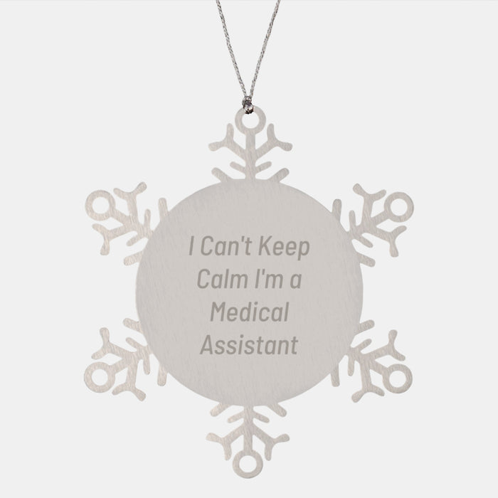Funny Medical Assistant Gifts from Friends for Christmas Unique Snowflake Ornaments I Can't Keep Calm I'm A Medical Assistant - Image 1