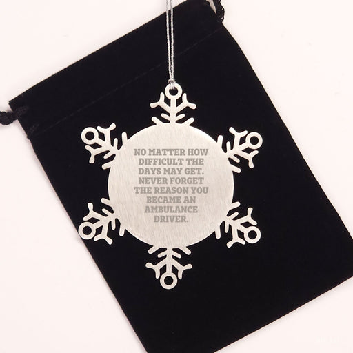 Ambulance Driver Christmas Snowflake Ornament Gifts from Friends to Ambulance Driver, Funny Inspirational Quote, Stainless Steel Shatterproof - Image 2