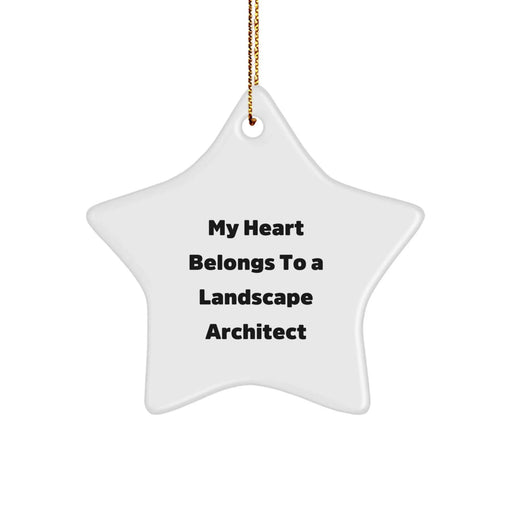 Funny Landscape Architect Star Ornament Gifts from Friends, Christmas Unique Gifts for Landscape Architects, 'My Heart Belongs To A Landscape Architect' Star Shaped Decor - Image 1