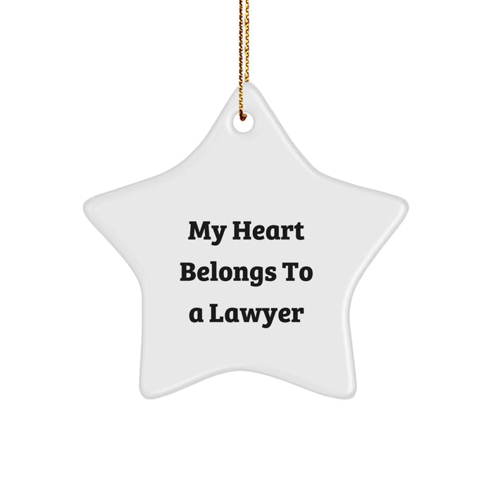 Funny Lawyer Star Ornament Gifts from Friends for Lawyer Men - My Heart Belongs To A Lawyer Star Decoration for Christmas Unique Gifts - Image 1