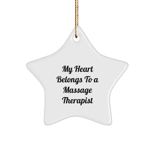 Funny Massage Therapist Star Ornament Gifts from Friends, Family, or Coworkers - 'My Heart Belongs To A Massage Therapist' Christmas Unique Gifts for Men or Women - Image 1