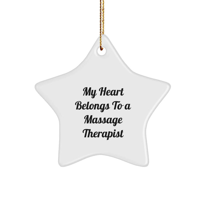 Funny Massage Therapist Star Ornament Gifts from Friends, Family, or Coworkers - 'My Heart Belongs To A Massage Therapist' Christmas Unique Gifts for Men or Women - Image 1