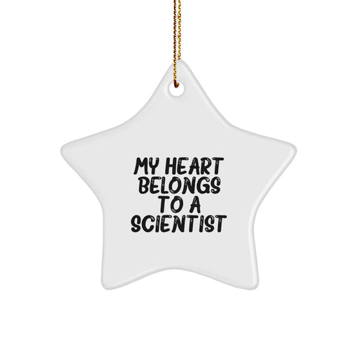 Funny Scientist Gifts - My Heart Belongs To A Scientist Christmas Star Ornament for Men Women Friends Family - Image 1