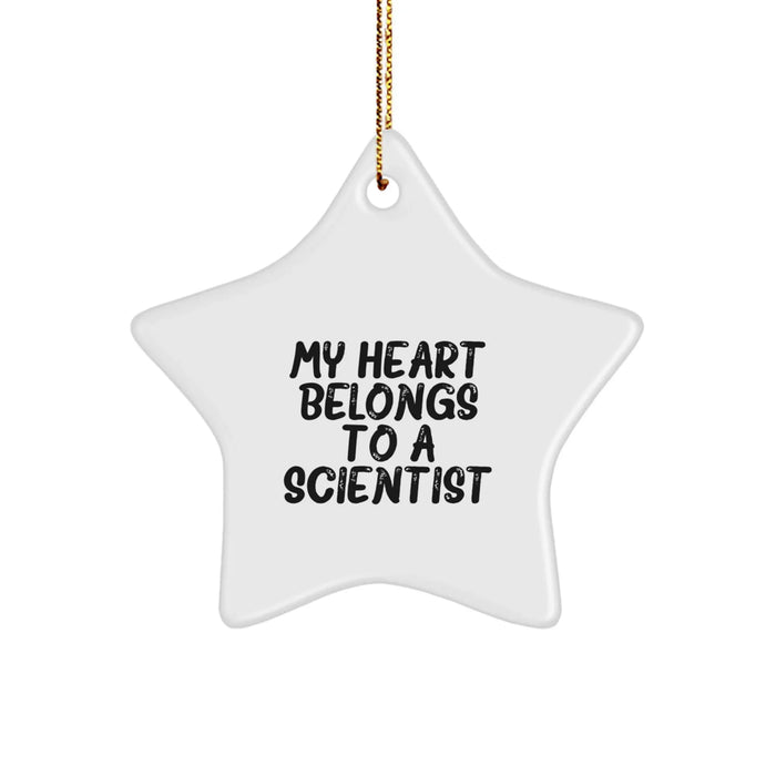 Funny Scientist Gifts - My Heart Belongs To A Scientist Christmas Star Ornament for Men Women Friends Family - Image 1
