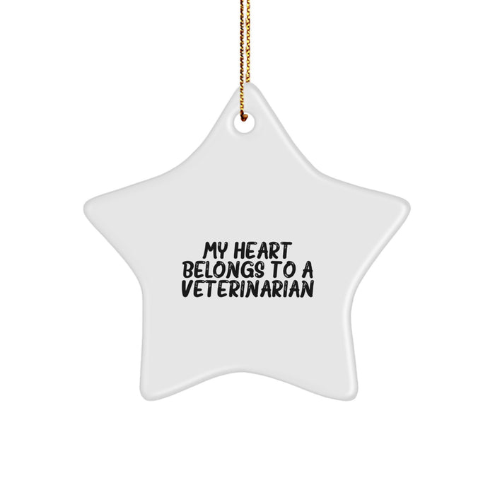 Veterinarian Heart Star Ornament, Funny Quote Gifts from Men to Veterinarian Friends, Christmas Unique Gifts - Image 1