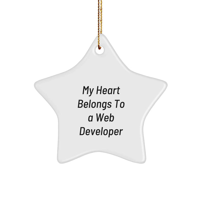Gifts from Family for Web Developer, My Heart Belongs To A Web Developer Star Ornament, Christmas Unique Gifts - Image 1