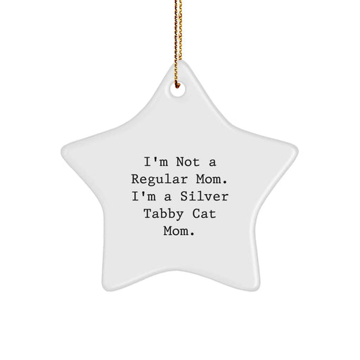 Funny Silver Tabby Cat Mom Gifts - Star Ornament for Christmas Unique Presents from Friends and Family - Silver Tabby Cat Lover Decorations - Image 1