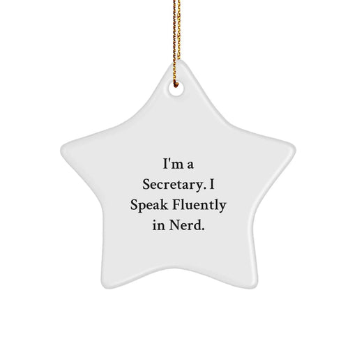 Funny Secretary Gifts for Coworkers, Star Ornament, I'm A Secretary. I Speak Fluently In genius. Christmas Memorable Present from Friends - Image 1