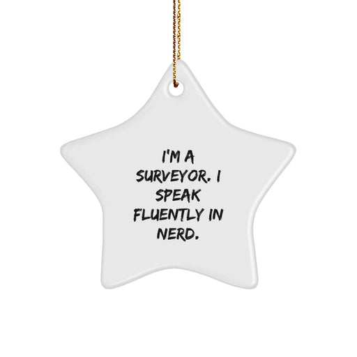 Funny Surveyor Gifts from Friends for Men - Star Ornament White Color, Star Shaped, MDF Material, Sublimation Printing, Christmas Unique Gifts - Image 1