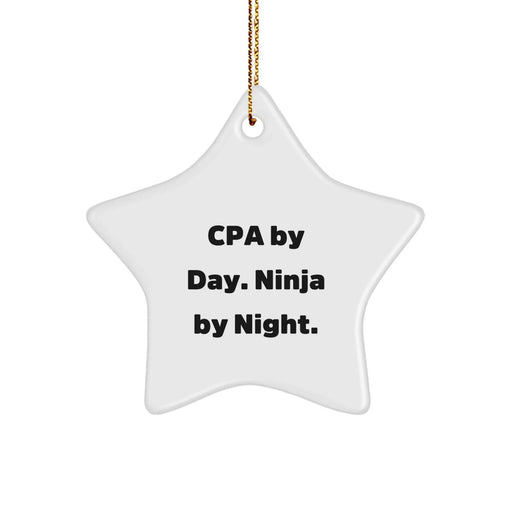 CPA Ninja Star Ornament, Cpa By Day. Ninja By Night., Funny Gift for CPA, Christmas Unique Presents for Men, Women, Friends, Coworkers, Family - Image 1