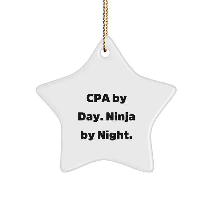 CPA Ninja Star Ornament, Cpa By Day. Ninja By Night., Funny Gift for CPA, Christmas Unique Presents for Men, Women, Friends, Coworkers, Family - Image 1