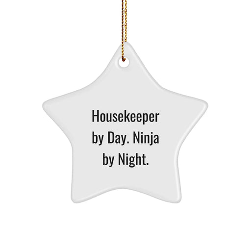 Funny Housekeeper Gifts, Housekeeper By Day Ninja By Night Star Ornament, Christmas Unique Gifts from Friends to Family - Image 1