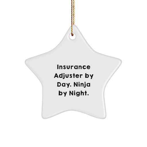 Funny Insurance Adjuster Gifts, Ninja Star Ornament for Christmas, White Star Shaped Decorative Item, Gifts from Men for Insurance Adjuster Men - Image 1