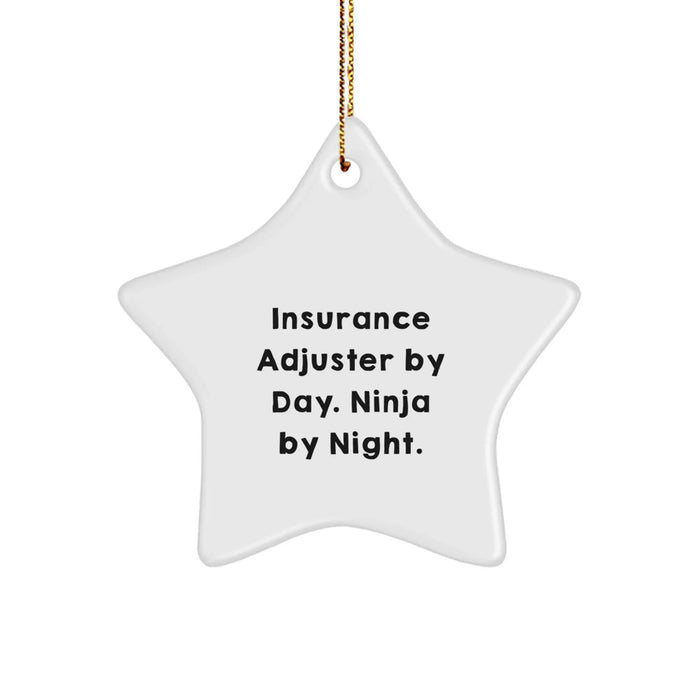 Funny Insurance Adjuster Gifts, Ninja Star Ornament for Christmas, White Star Shaped Decorative Item, Gifts from Men for Insurance Adjuster Men - Image 1