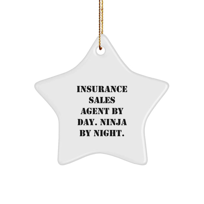 Funny Insurance Sales Agent Gifts from Friends Star Ornament for Insurance Sales Agent By Day. Ninja By Night. - Image 1