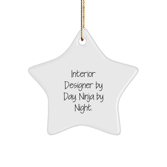 Funny Interior Designer Gifts from Friends Star Ornament, Interior Designer By Day Ninja By Night Christmas Unique Decorations - Image 1