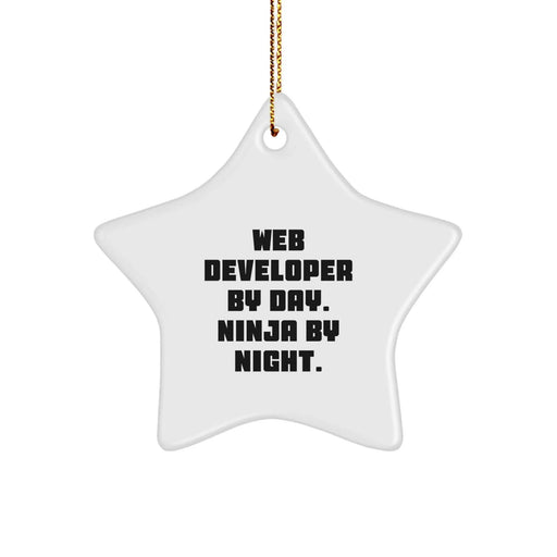 Funny Web Developer Gifts by Day, Ninja by Night Star Ornament for Men or Women Coworkers Family Unique Christmas Decorations - Image 1